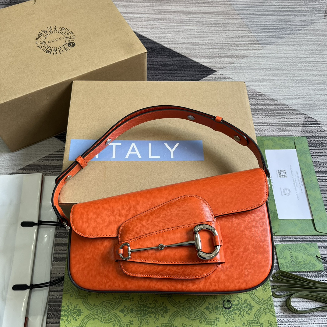 GUCCI HORSEBIT 1955 SMALL SHOULDER BAG ORANGE 10.4 x 6.7-4.1 x 3.1-1.6 - Image 2