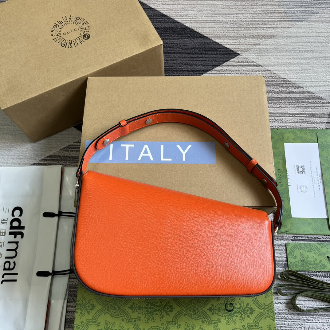 GUCCI HORSEBIT 1955 SMALL SHOULDER BAG ORANGE 10.4 x 6.7-4.1 x 3.1-1.6 - Image 3