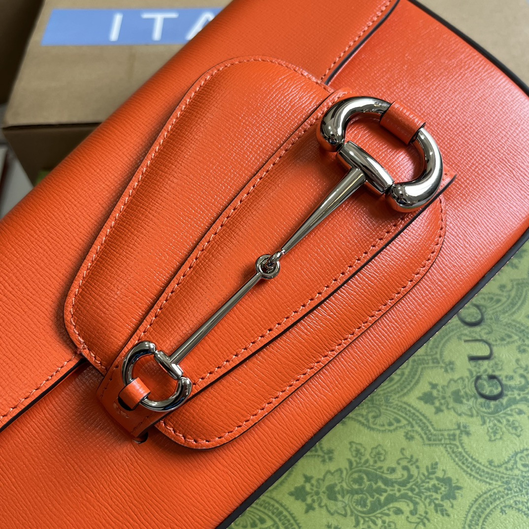 GUCCI HORSEBIT 1955 SMALL SHOULDER BAG ORANGE 10.4 x 6.7-4.1 x 3.1-1.6 - Image 6