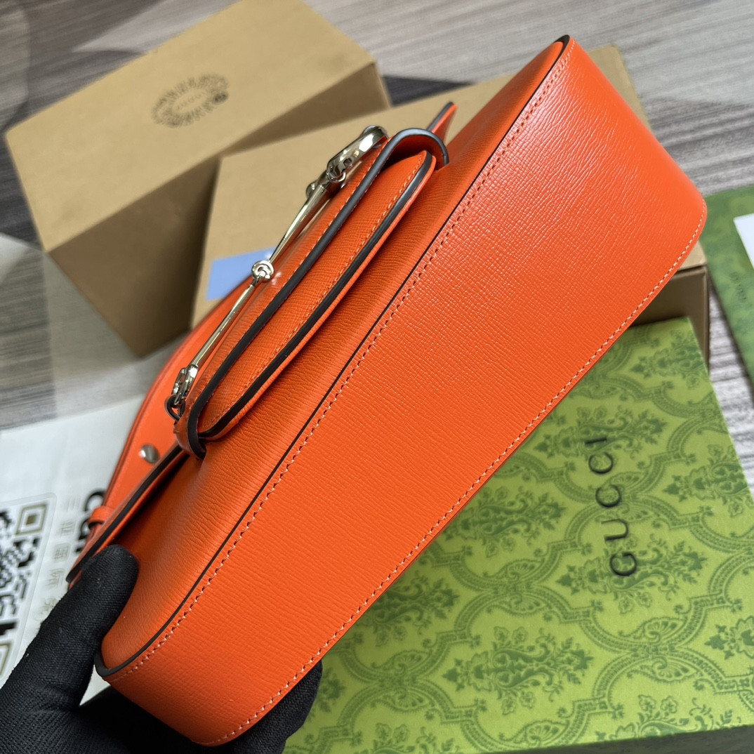 GUCCI HORSEBIT 1955 SMALL SHOULDER BAG ORANGE 10.4 x 6.7-4.1 x 3.1-1.6 - Image 7