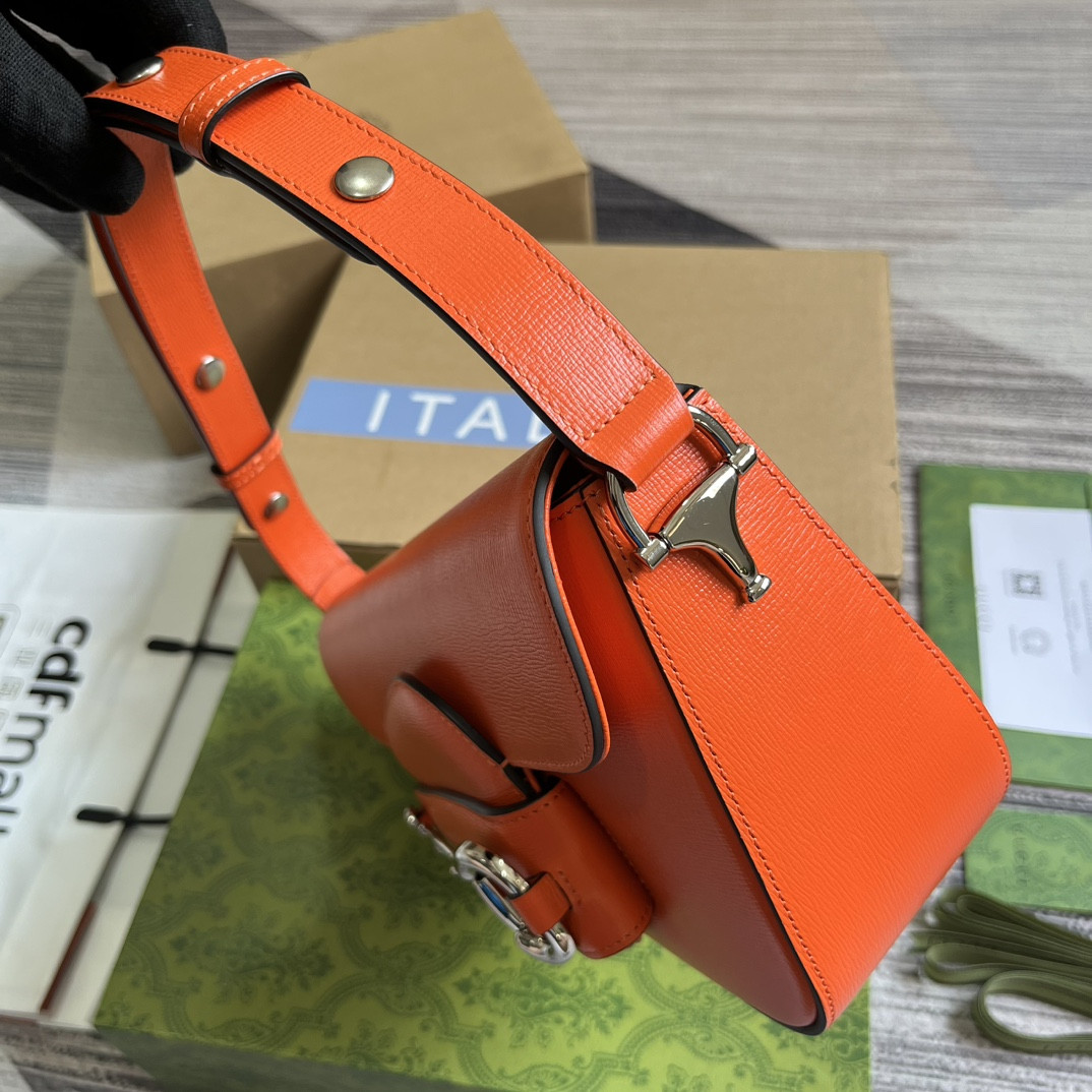 GUCCI HORSEBIT 1955 SMALL SHOULDER BAG ORANGE 10.4 x 6.7-4.1 x 3.1-1.6 - Image 8