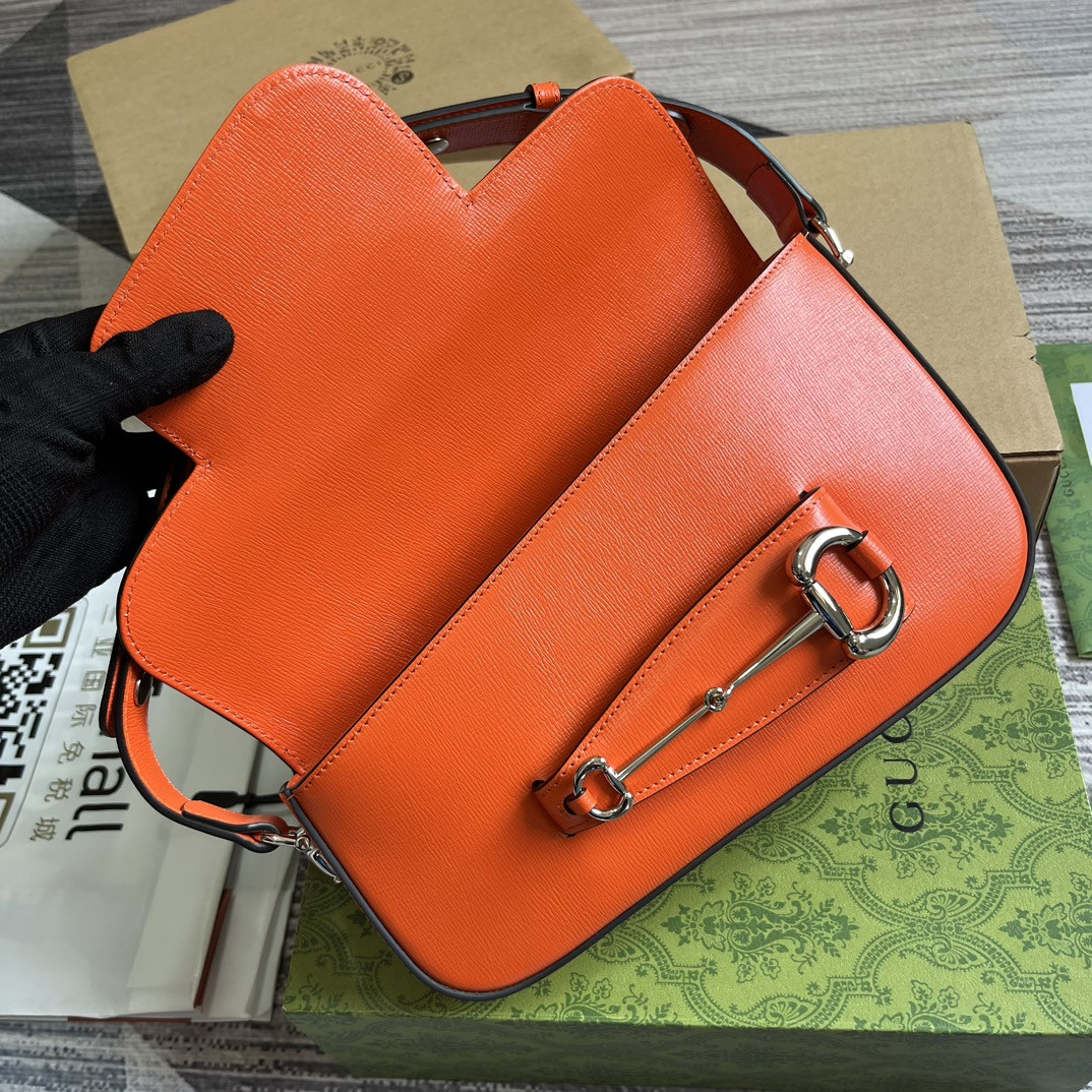 GUCCI HORSEBIT 1955 SMALL SHOULDER BAG ORANGE 10.4 x 6.7-4.1 x 3.1-1.6 - Image 9