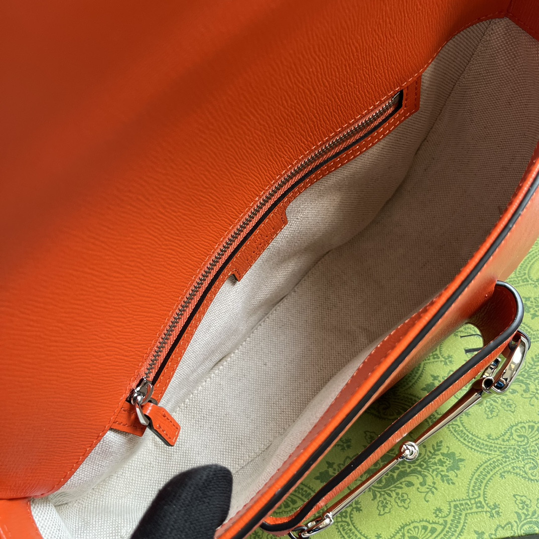 GUCCI HORSEBIT 1955 SMALL SHOULDER BAG ORANGE 10.4 x 6.7-4.1 x 3.1-1.6 - Image 10