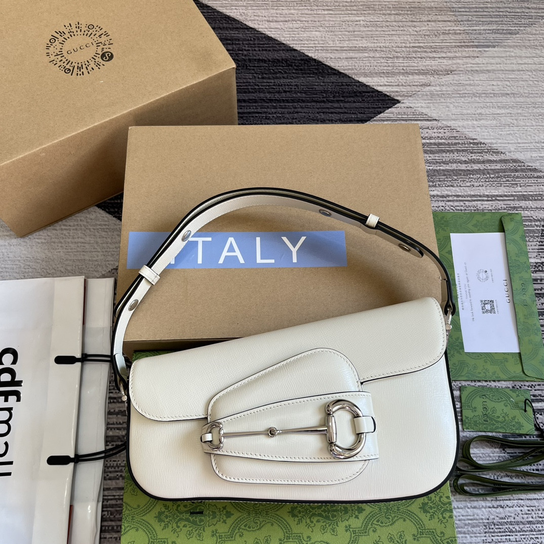 GUCCI HORSEBIT 1955 SMALL SHOULDER BAG WHITE 10.4 x 6.7-4.1 x 3.1-1.6 - Image 2