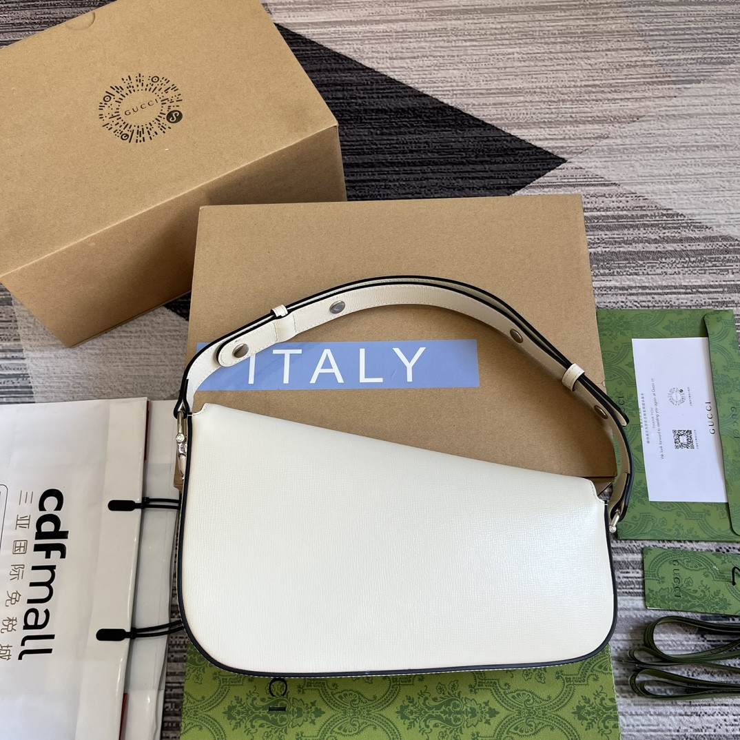 GUCCI HORSEBIT 1955 SMALL SHOULDER BAG WHITE 10.4 x 6.7-4.1 x 3.1-1.6 - Image 3