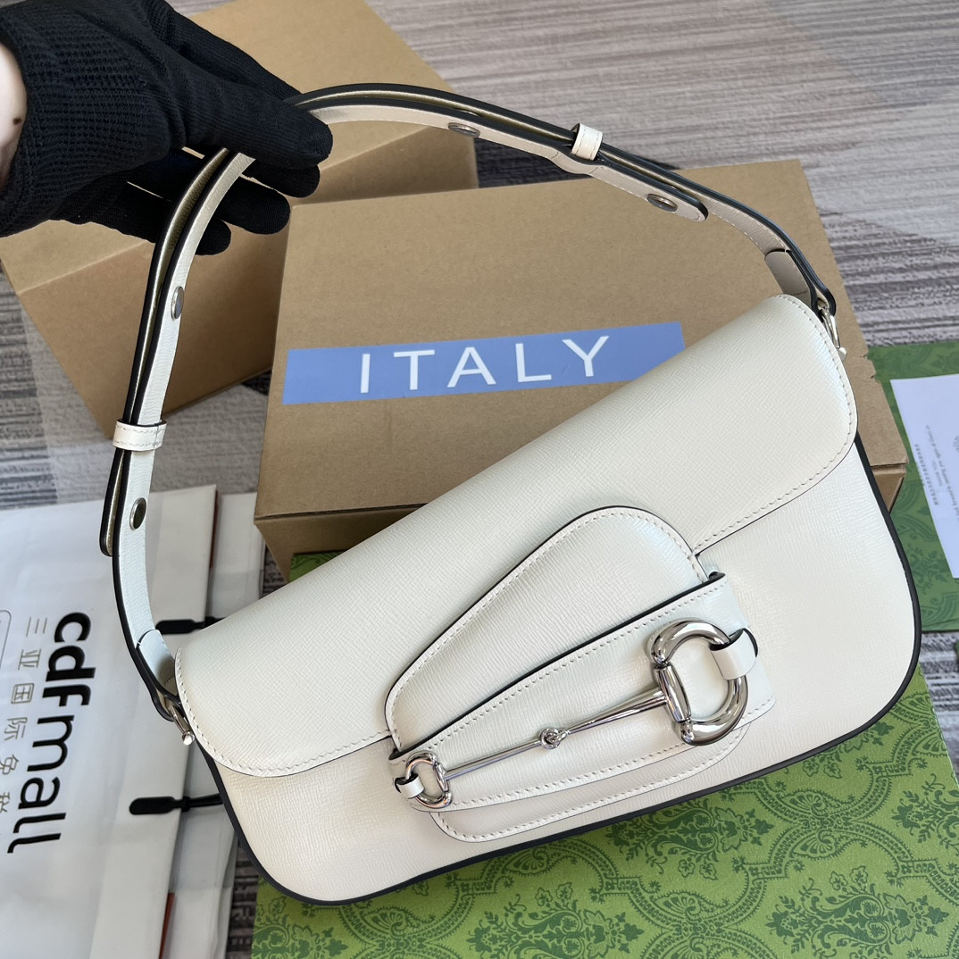 GUCCI HORSEBIT 1955 SMALL SHOULDER BAG WHITE 10.4 x 6.7-4.1 x 3.1-1.6 - Image 5