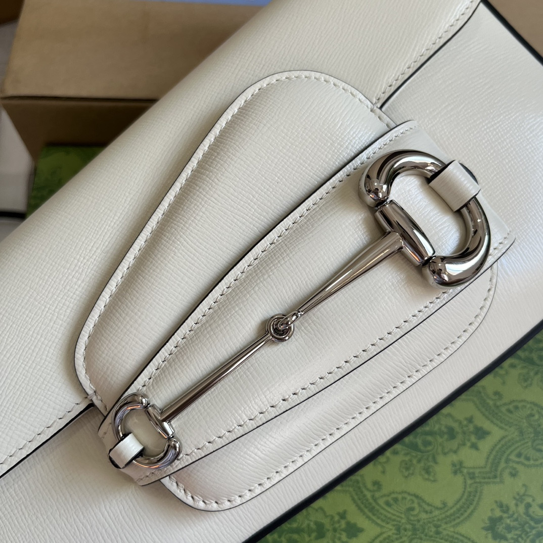 GUCCI HORSEBIT 1955 SMALL SHOULDER BAG WHITE 10.4 x 6.7-4.1 x 3.1-1.6 - Image 6