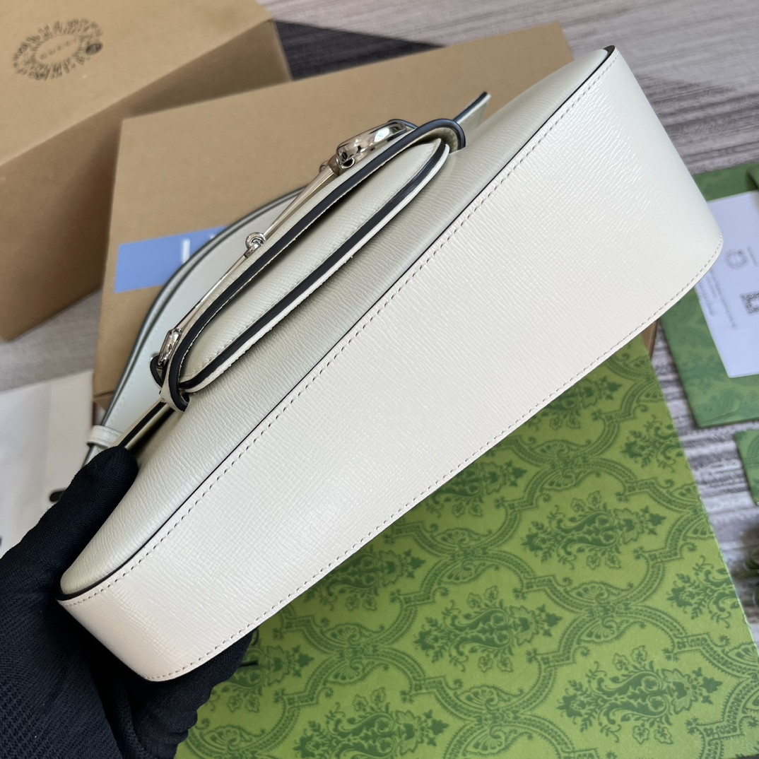 GUCCI HORSEBIT 1955 SMALL SHOULDER BAG WHITE 10.4 x 6.7-4.1 x 3.1-1.6 - Image 8