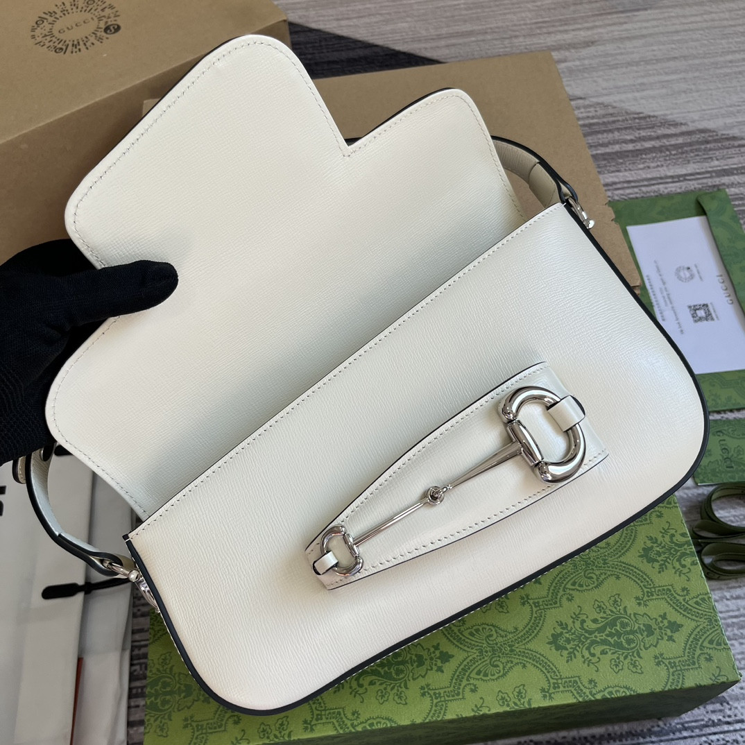GUCCI HORSEBIT 1955 SMALL SHOULDER BAG WHITE 10.4 x 6.7-4.1 x 3.1-1.6 - Image 9