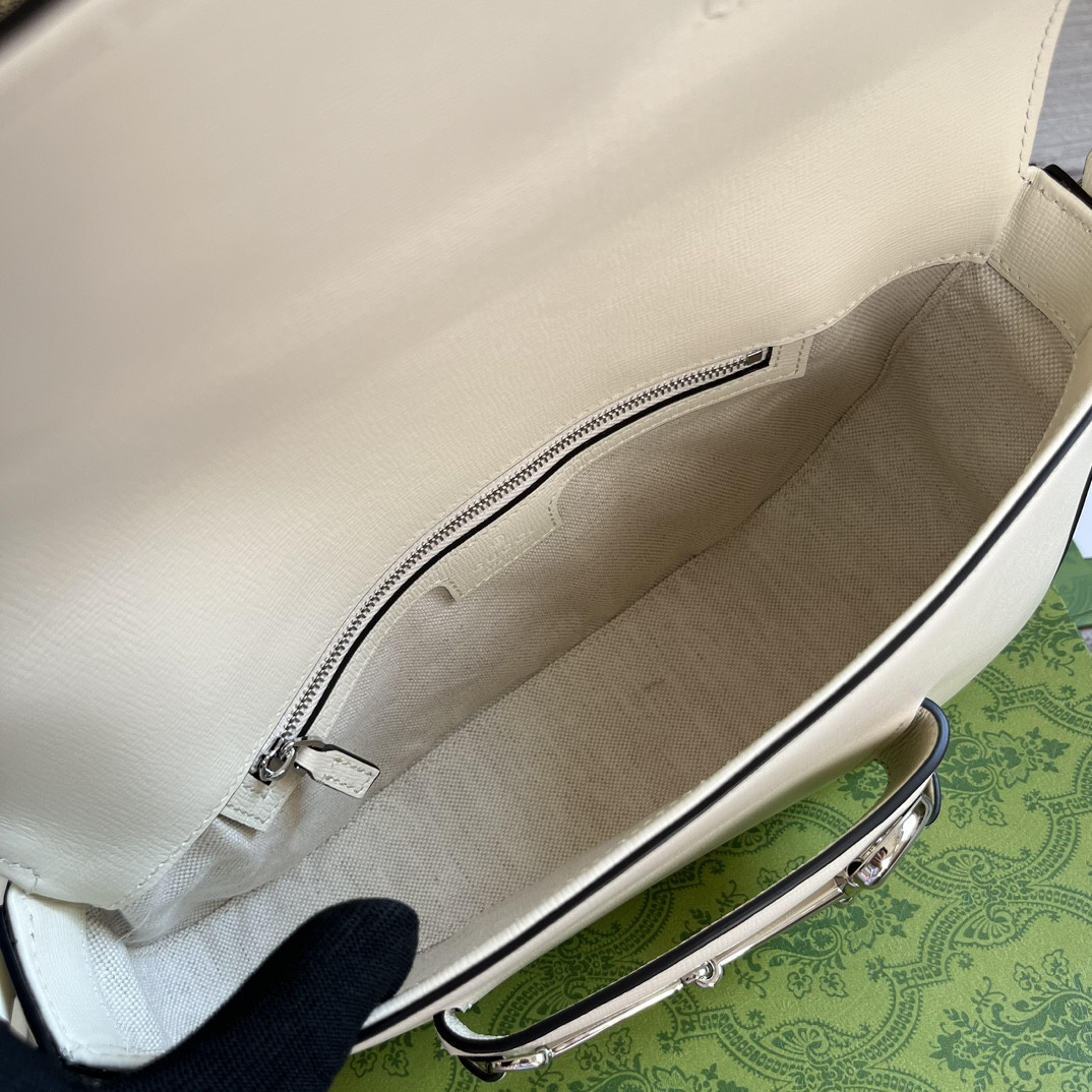 GUCCI HORSEBIT 1955 SMALL SHOULDER BAG WHITE 10.4 x 6.7-4.1 x 3.1-1.6 - Image 10