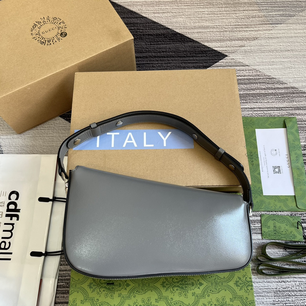 GUCCI HORSEBIT 1955 SMALL SHOULDER BAG GRAY 10.4 x 6.7-4.1 x 3.1-1.6 - Image 3