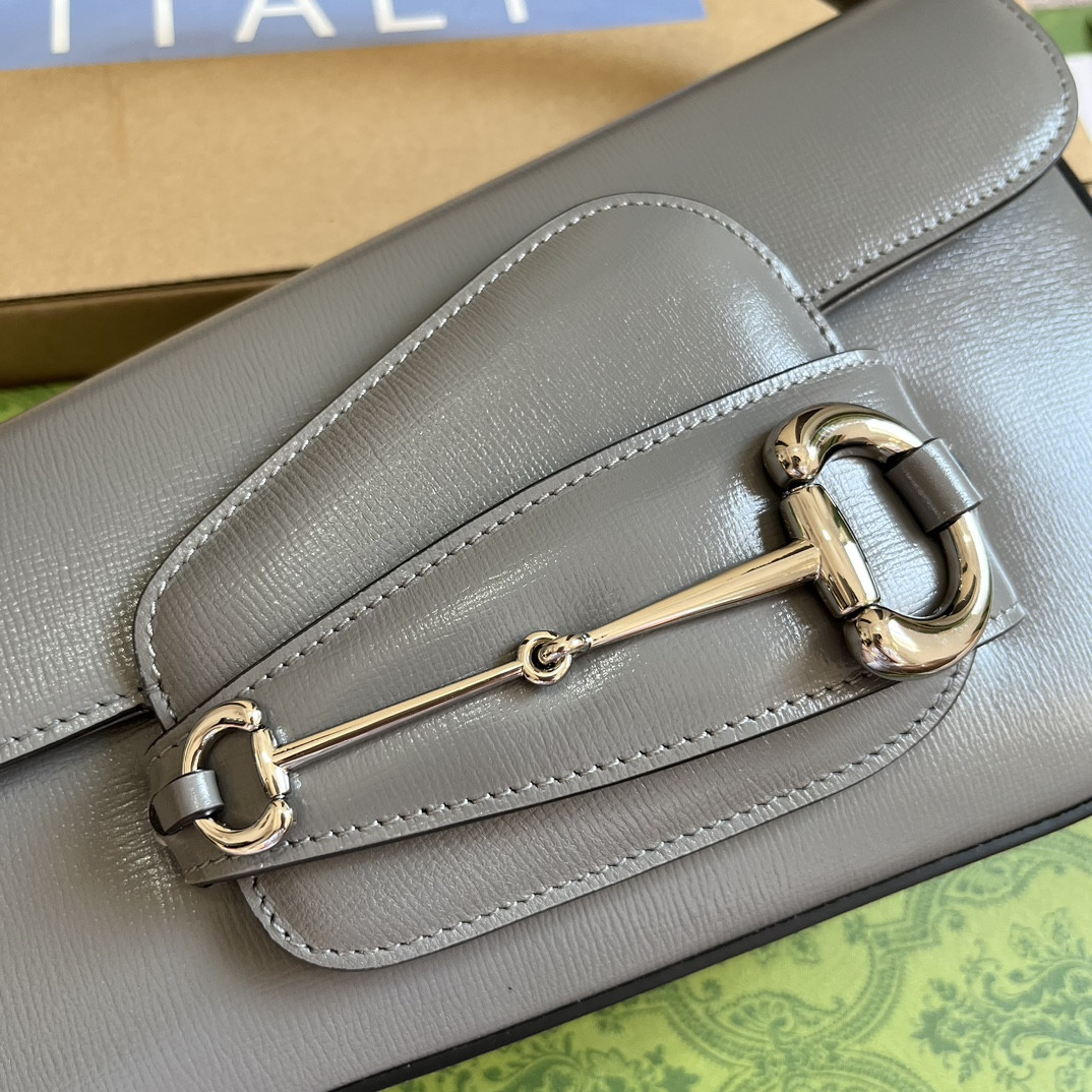 GUCCI HORSEBIT 1955 SMALL SHOULDER BAG GRAY 10.4 x 6.7-4.1 x 3.1-1.6 - Image 6