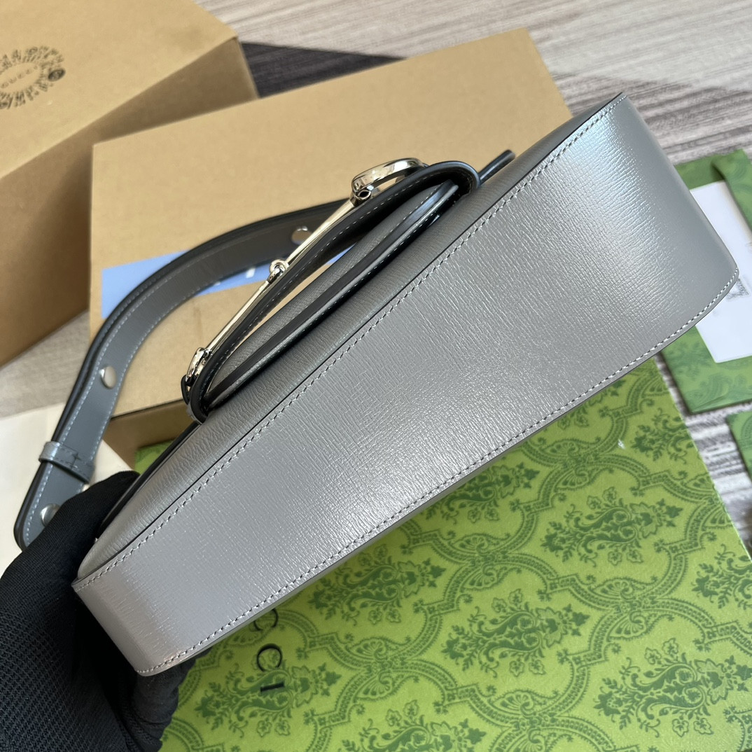 GUCCI HORSEBIT 1955 SMALL SHOULDER BAG GRAY 10.4 x 6.7-4.1 x 3.1-1.6 - Image 9