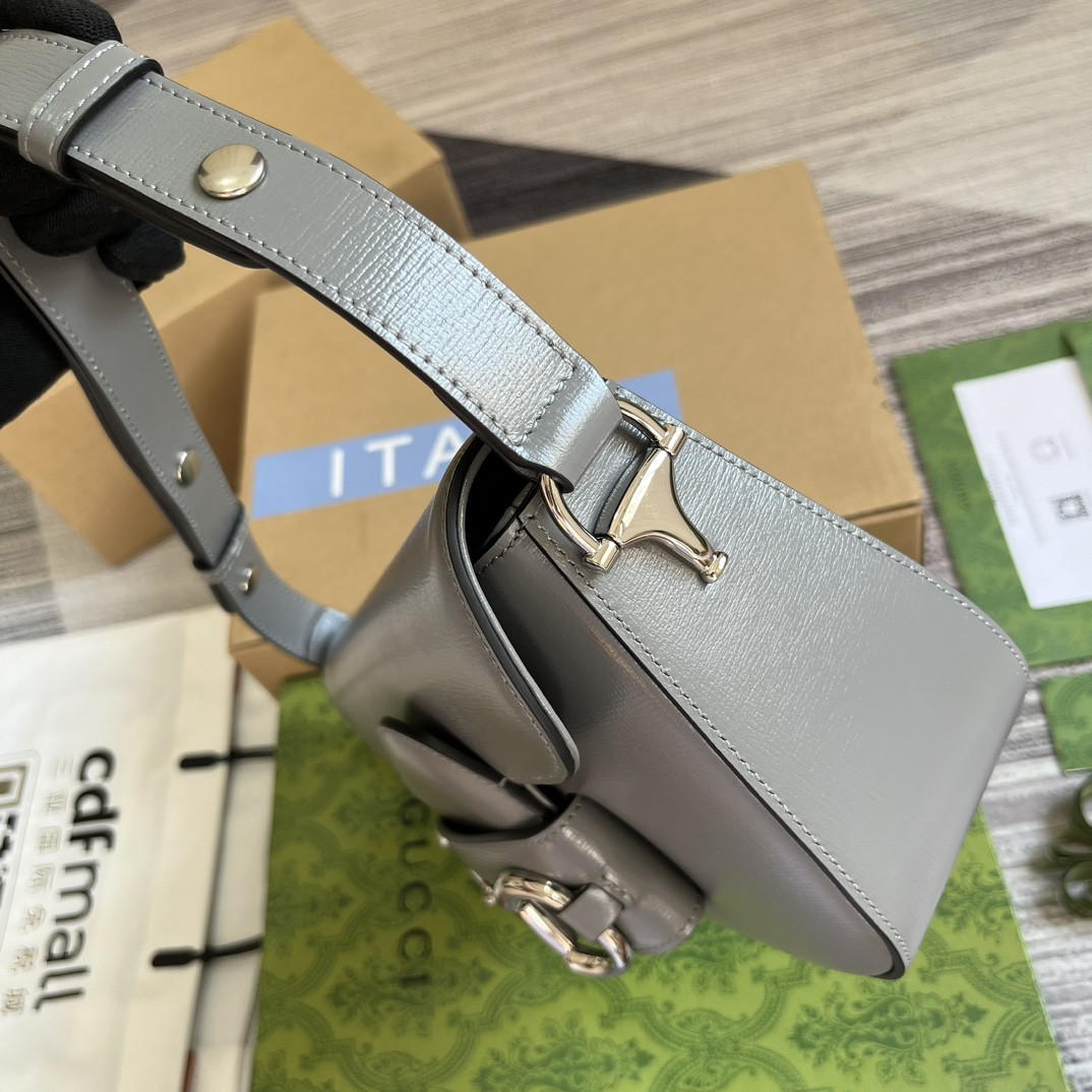 GUCCI HORSEBIT 1955 SMALL SHOULDER BAG GRAY 10.4 x 6.7-4.1 x 3.1-1.6 - Image 10