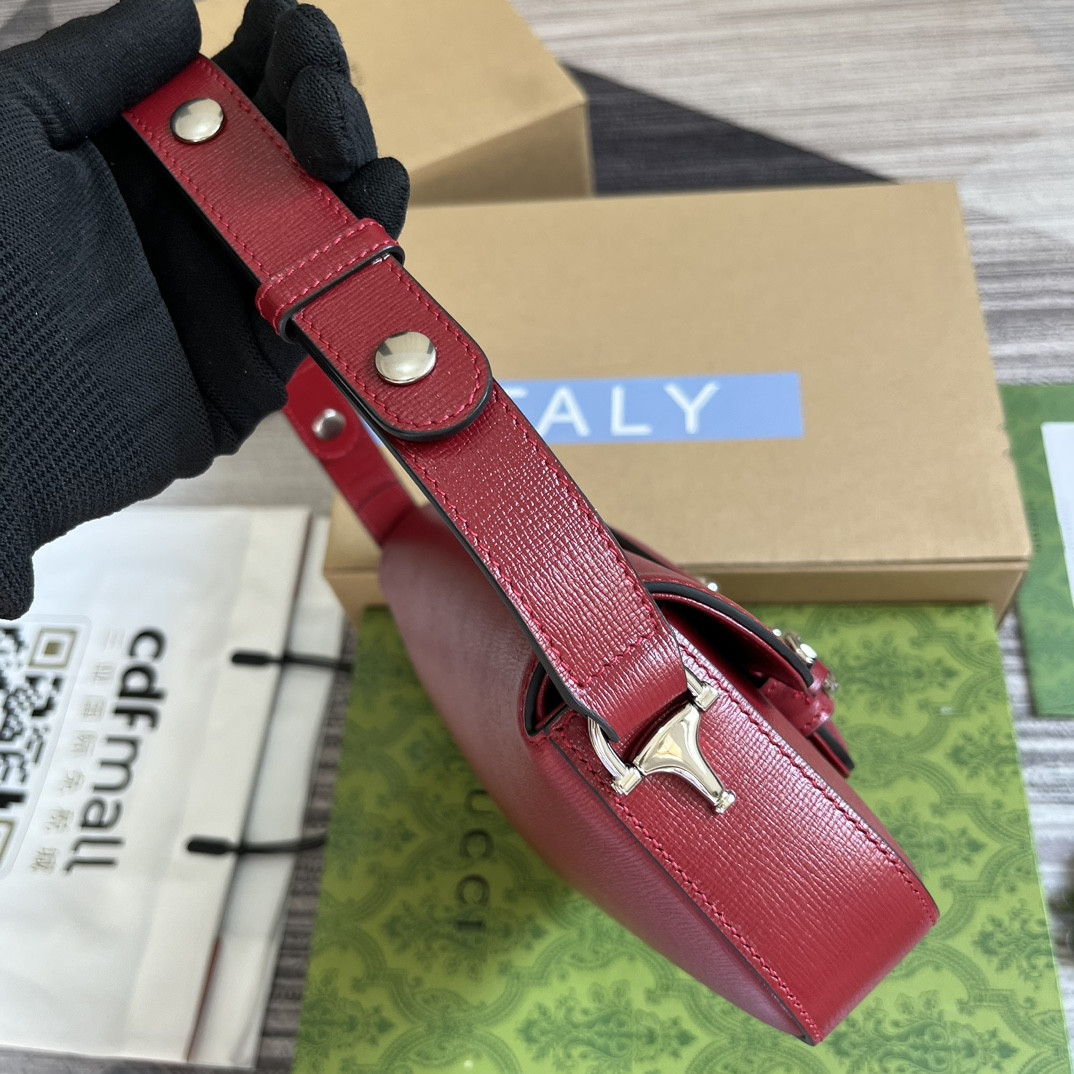 GUCCI HORSEBIT 1955 SMALL SHOULDER BAG RED 10.4 x 6.7-4.1 x 3.1-1.6 - Image 4