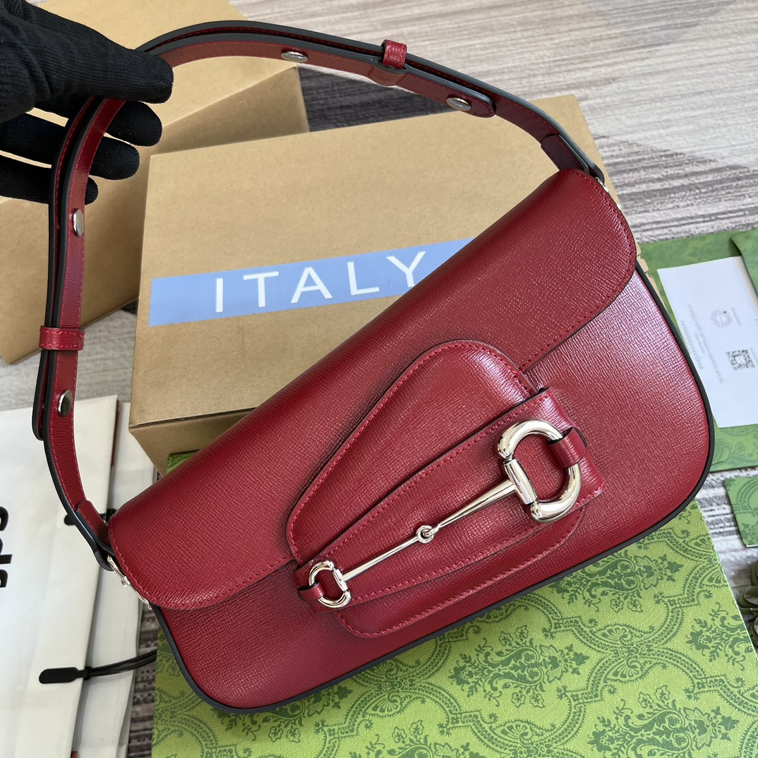 GUCCI HORSEBIT 1955 SMALL SHOULDER BAG RED 10.4 x 6.7-4.1 x 3.1-1.6 - Image 5