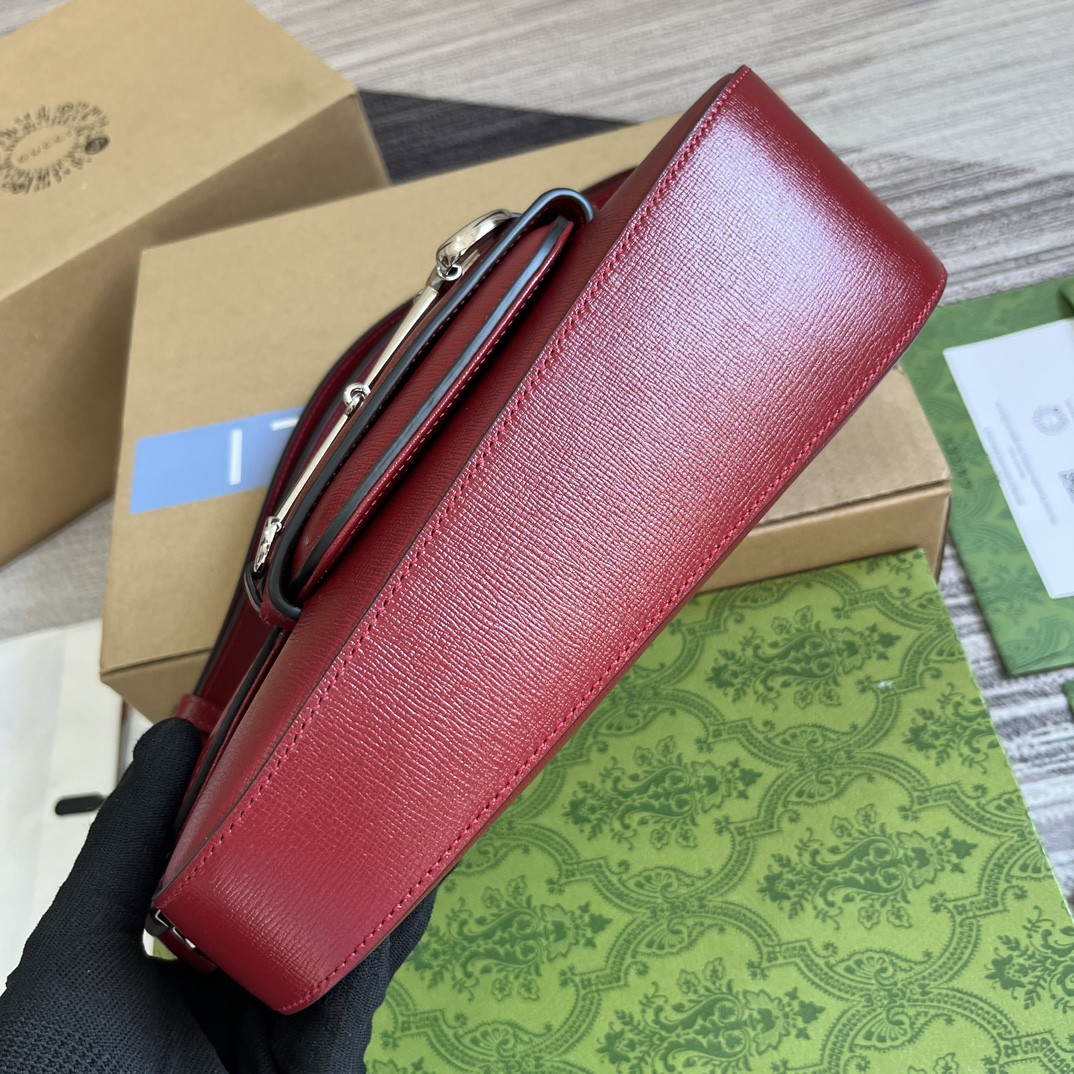 GUCCI HORSEBIT 1955 SMALL SHOULDER BAG RED 10.4 x 6.7-4.1 x 3.1-1.6 - Image 7