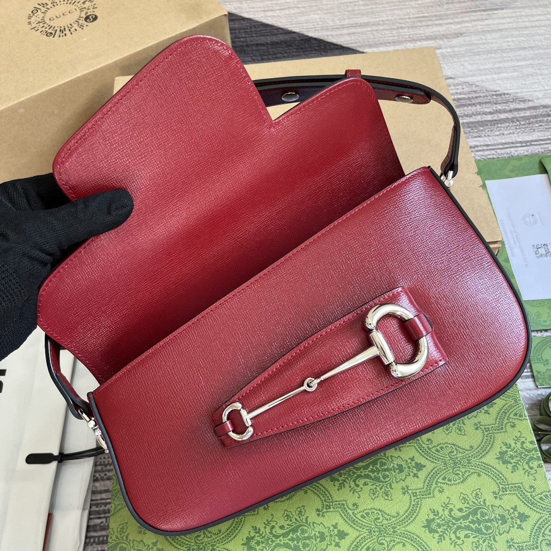 GUCCI HORSEBIT 1955 SMALL SHOULDER BAG RED 10.4 x 6.7-4.1 x 3.1-1.6 - Image 8