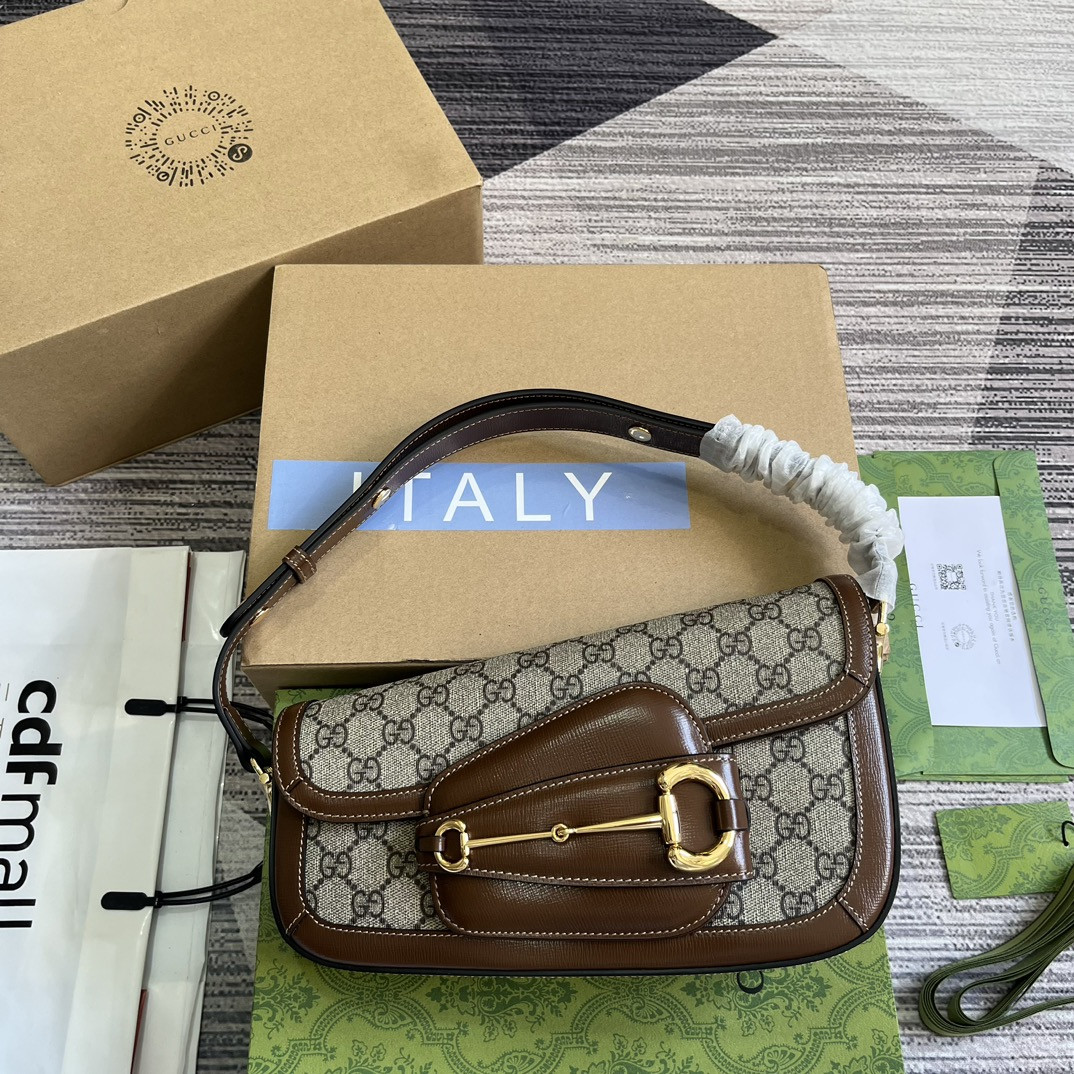 GUCCI HORSEBIT 1955 SMALL SHOULDER BAG Beige Brown 10.4 x 6.7-4.1 x 3.1-1.6 - Image 2
