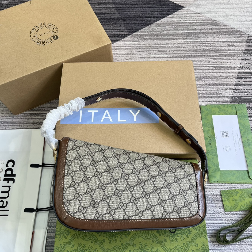 GUCCI HORSEBIT 1955 SMALL SHOULDER BAG Beige Brown 10.4 x 6.7-4.1 x 3.1-1.6 - Image 3