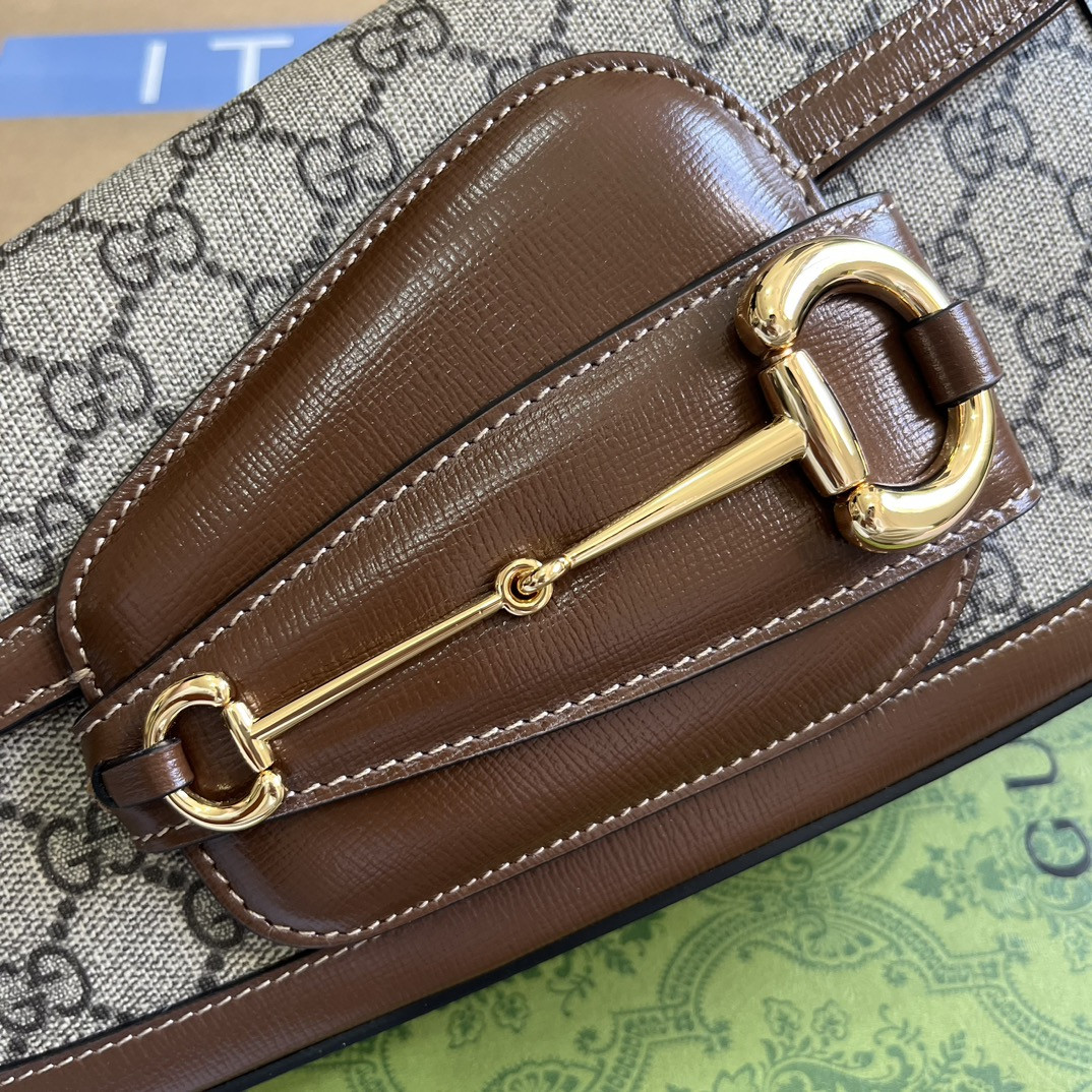 GUCCI HORSEBIT 1955 SMALL SHOULDER BAG Beige Brown 10.4 x 6.7-4.1 x 3.1-1.6 - Image 6