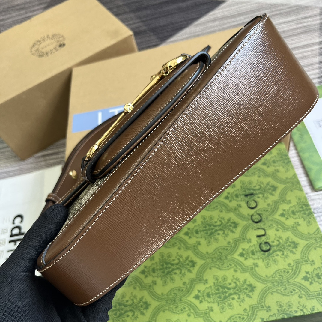 GUCCI HORSEBIT 1955 SMALL SHOULDER BAG Beige Brown 10.4 x 6.7-4.1 x 3.1-1.6 - Image 7
