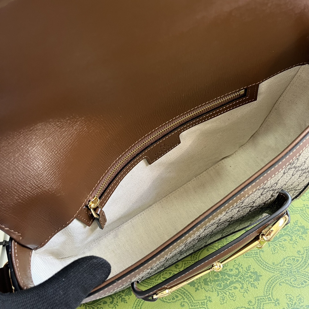 GUCCI HORSEBIT 1955 SMALL SHOULDER BAG Beige Brown 10.4 x 6.7-4.1 x 3.1-1.6 - Image 10