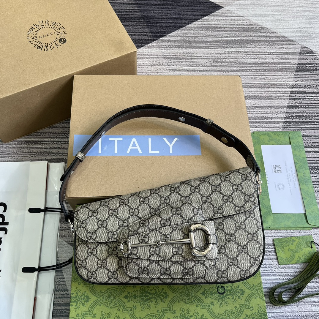 GUCCI HORSEBIT 1955 SMALL SHOULDER BAG 10.4 x 6.7-4.1 x 3.1-1.6