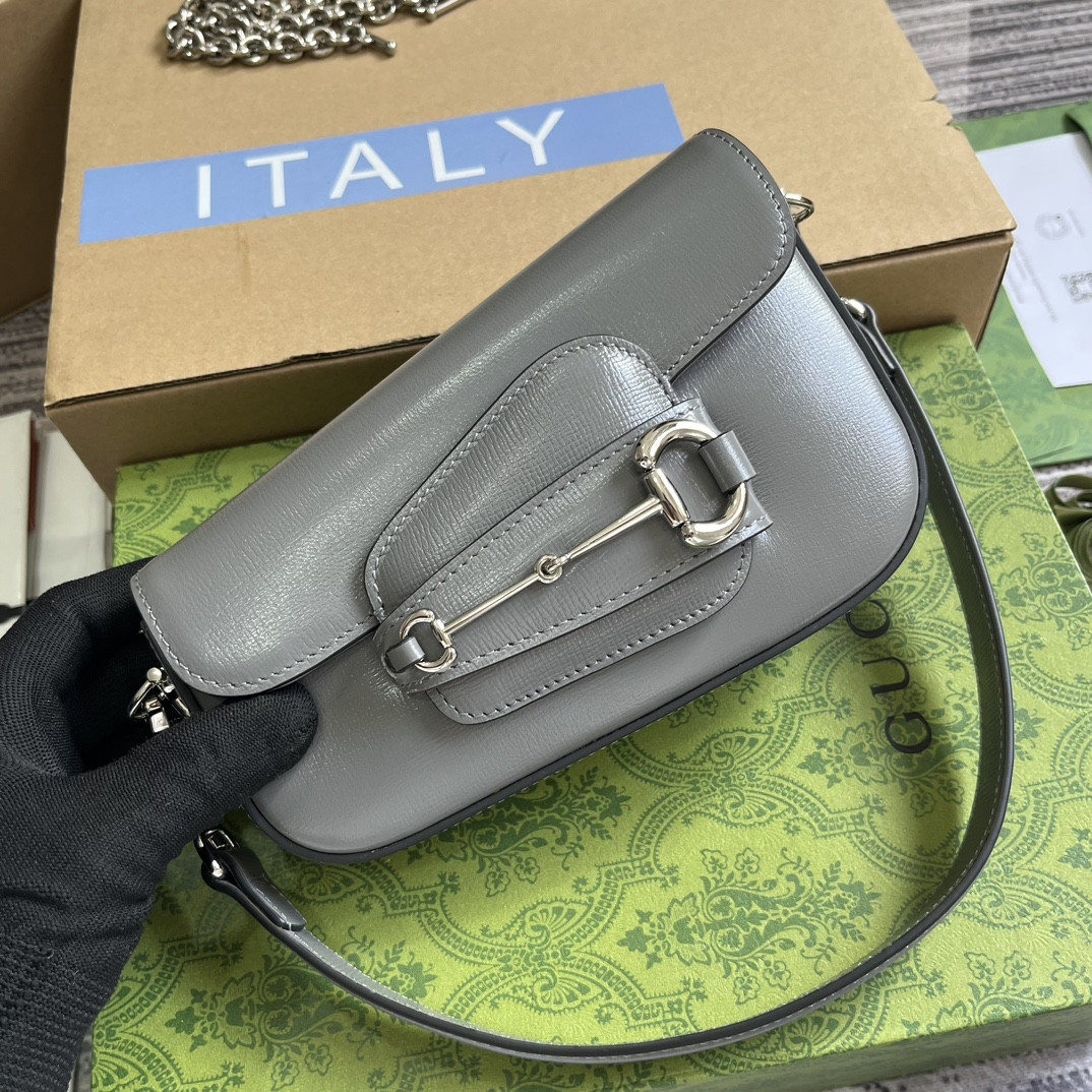 GUCCI HORSEBIT 1955 MINI SHOULDER BAG GRAY 7.7 x 5-3.1 x 2.4-1.2 - Image 5