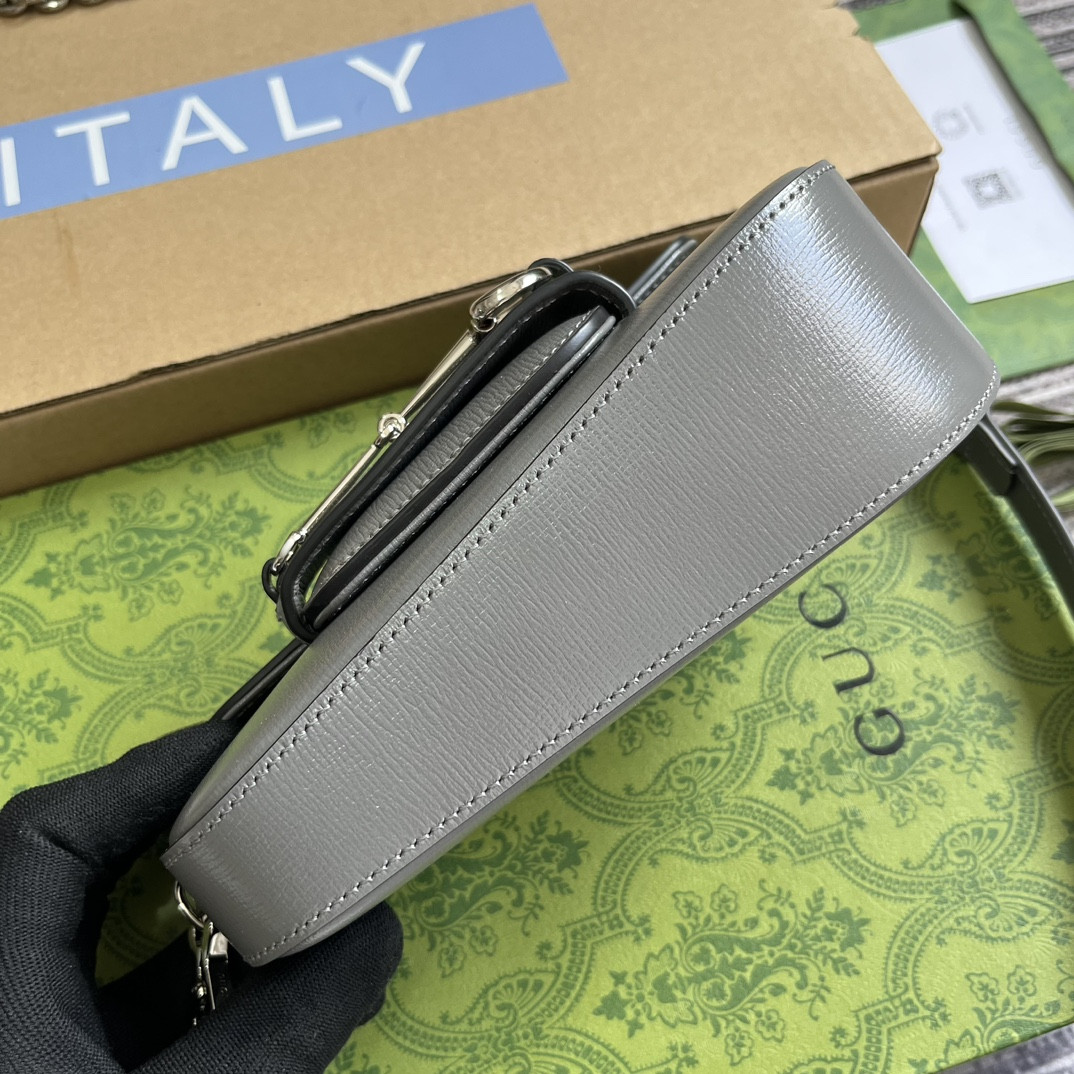 GUCCI HORSEBIT 1955 MINI SHOULDER BAG GRAY 7.7 x 5-3.1 x 2.4-1.2 - Image 7