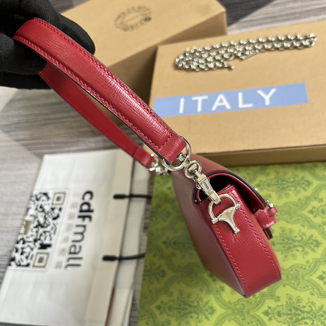 GUCCI HORSEBIT 1955 MINI SHOULDER BAG RED 7.7 x 5-3.1 x 2.4-1.2 - Image 4