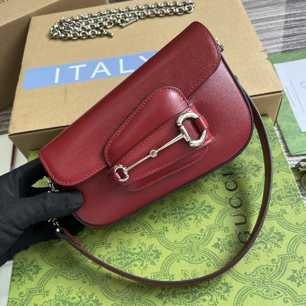 GUCCI HORSEBIT 1955 MINI SHOULDER BAG RED 7.7 x 5-3.1 x 2.4-1.2 - Image 5