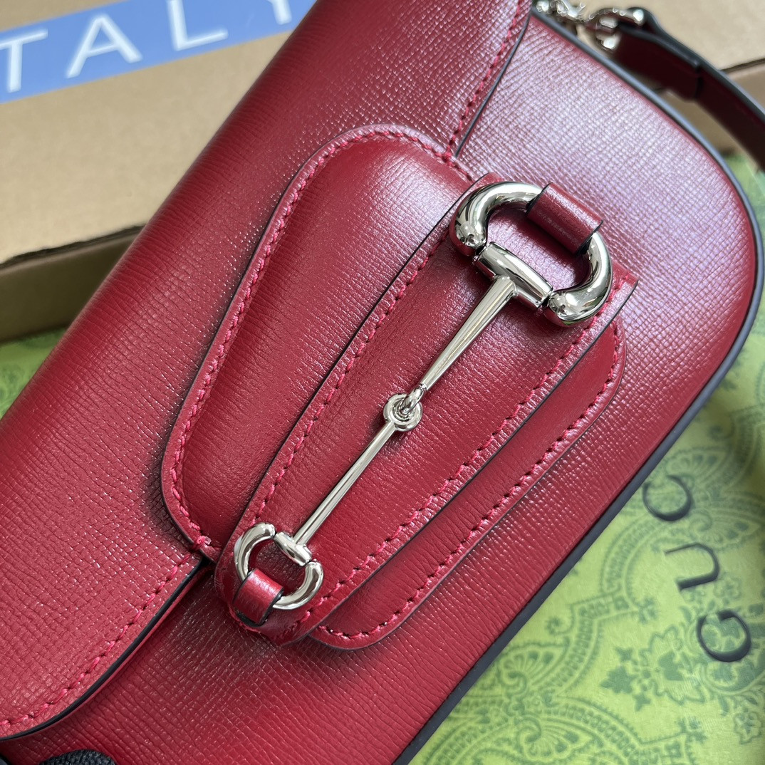 GUCCI HORSEBIT 1955 MINI SHOULDER BAG RED 7.7 x 5-3.1 x 2.4-1.2 - Image 6