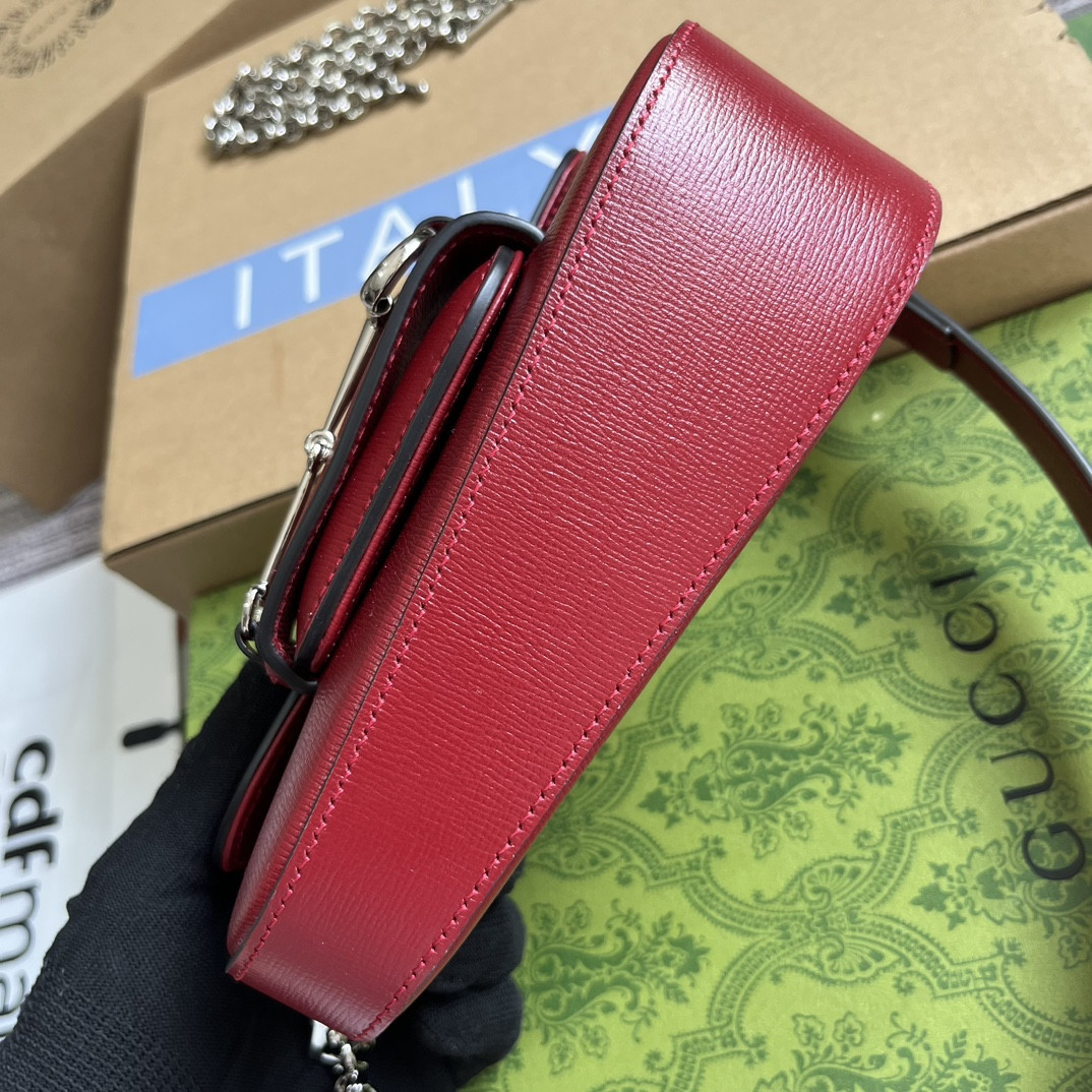 GUCCI HORSEBIT 1955 MINI SHOULDER BAG RED 7.7 x 5-3.1 x 2.4-1.2 - Image 7