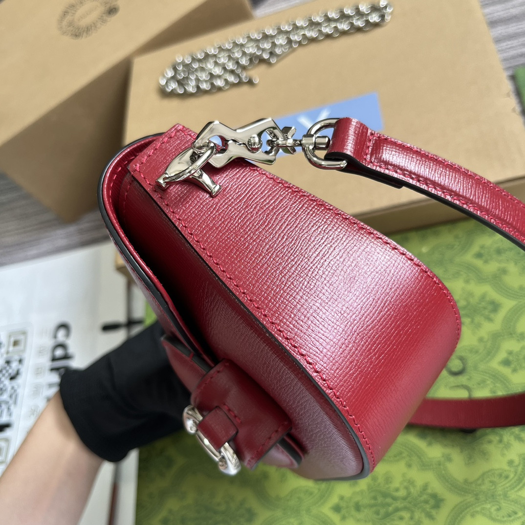 GUCCI HORSEBIT 1955 MINI SHOULDER BAG RED 7.7 x 5-3.1 x 2.4-1.2 - Image 8