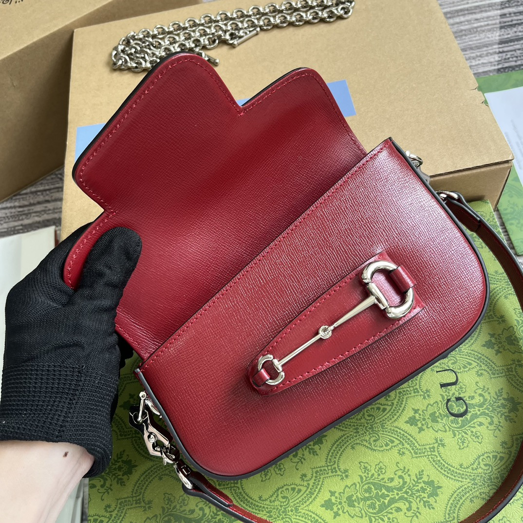 GUCCI HORSEBIT 1955 MINI SHOULDER BAG RED 7.7 x 5-3.1 x 2.4-1.2 - Image 9