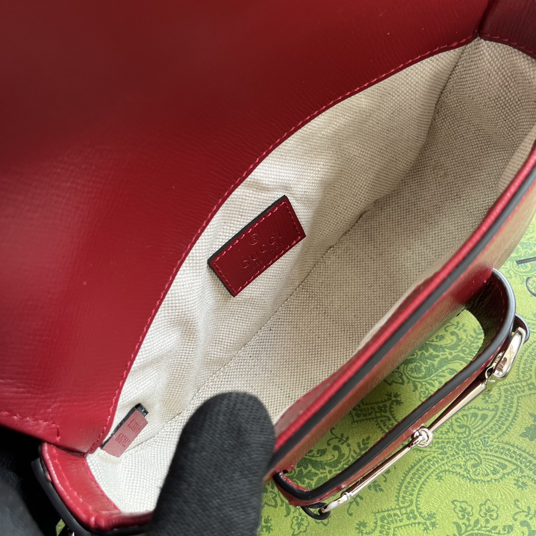 GUCCI HORSEBIT 1955 MINI SHOULDER BAG RED 7.7 x 5-3.1 x 2.4-1.2 - Image 10