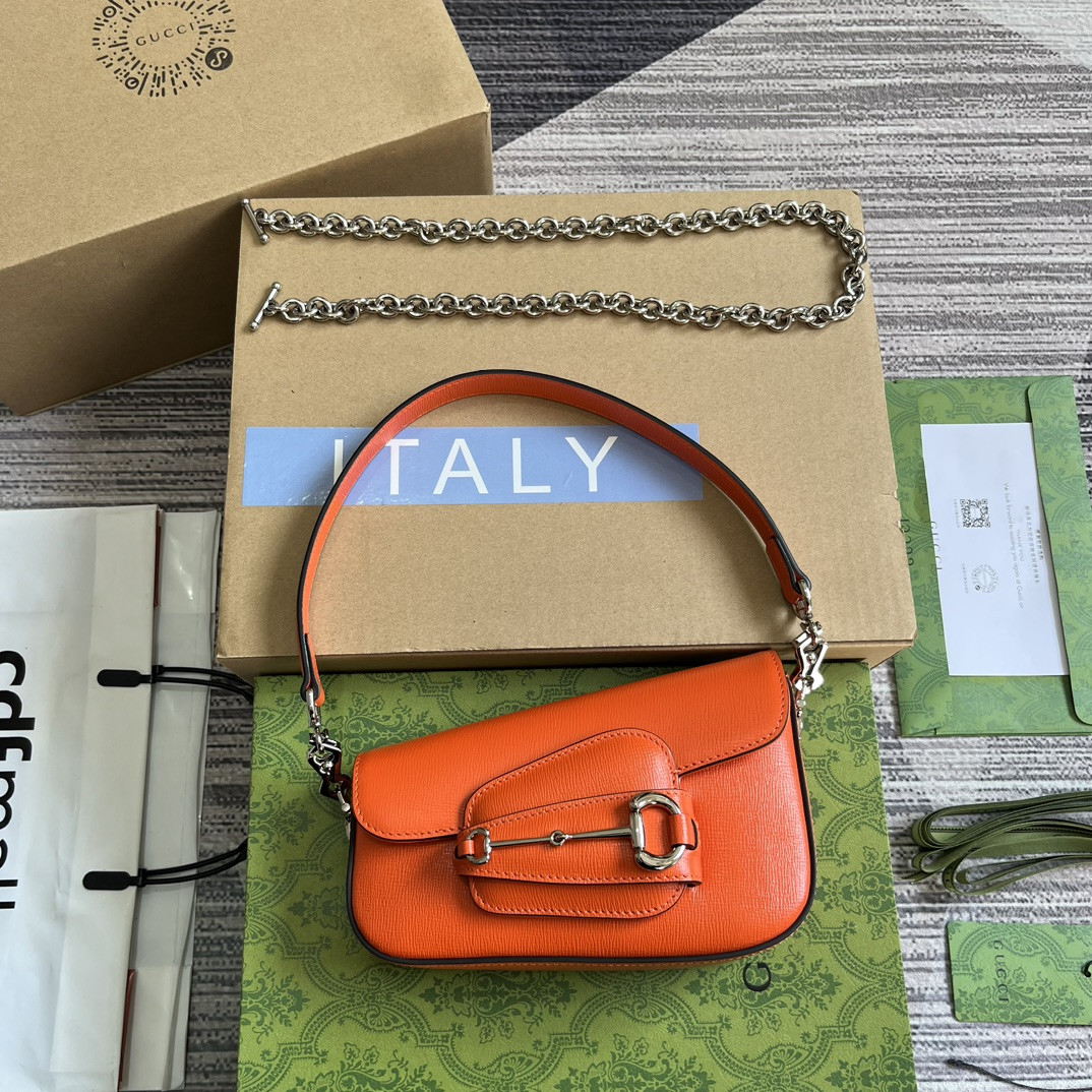 GUCCI HORSEBIT 1955 MINI SHOULDER BAG ORANGE 7.7 x 5-3.1 x 2.4-1.2 - Image 2