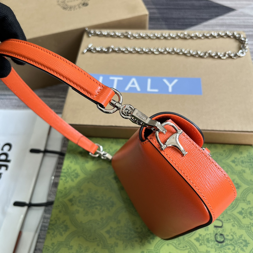 GUCCI HORSEBIT 1955 MINI SHOULDER BAG ORANGE 7.7 x 5-3.1 x 2.4-1.2 - Image 4