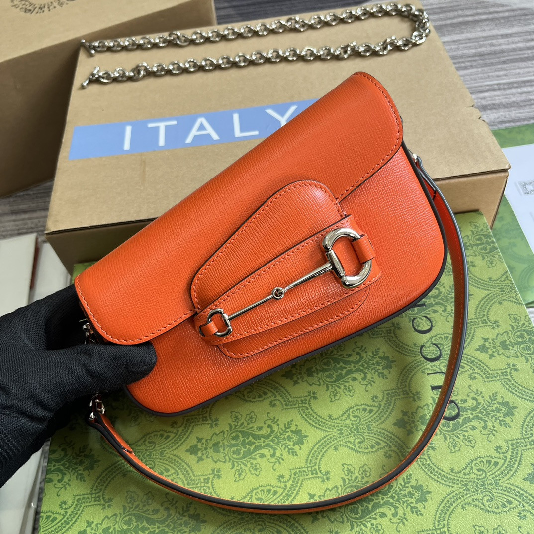 GUCCI HORSEBIT 1955 MINI SHOULDER BAG ORANGE 7.7 x 5-3.1 x 2.4-1.2 - Image 5