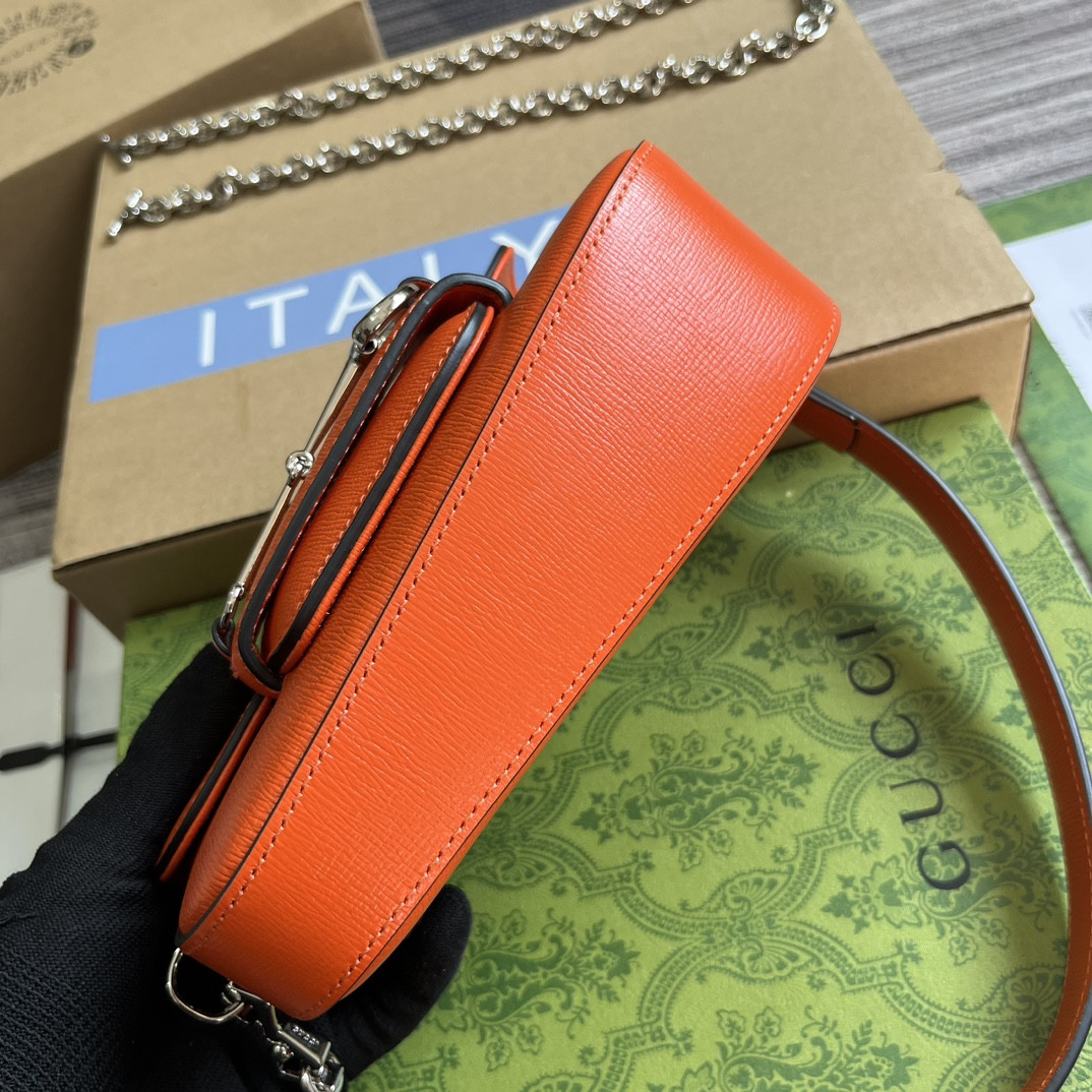 GUCCI HORSEBIT 1955 MINI SHOULDER BAG ORANGE 7.7 x 5-3.1 x 2.4-1.2 - Image 7