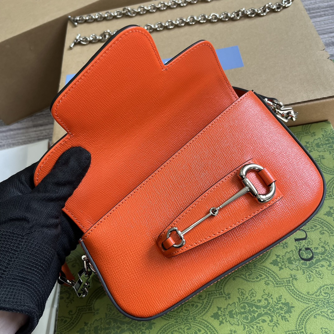 GUCCI HORSEBIT 1955 MINI SHOULDER BAG ORANGE 7.7 x 5-3.1 x 2.4-1.2 - Image 9