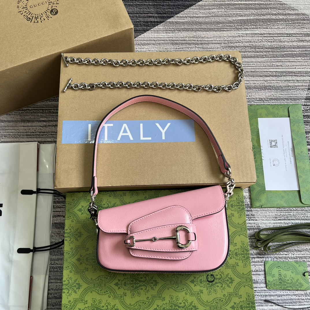 GUCCI HORSEBIT 1955 MINI SHOULDER BAG PINK 7.7 x 5-3.1 x 2.4-1.2