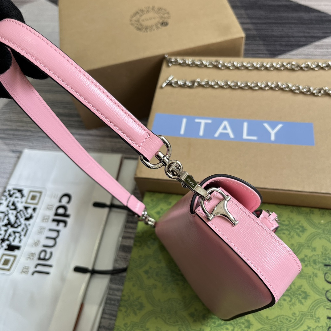 GUCCI HORSEBIT 1955 MINI SHOULDER BAG PINK 7.7 x 5-3.1 x 2.4-1.2 - Image 4