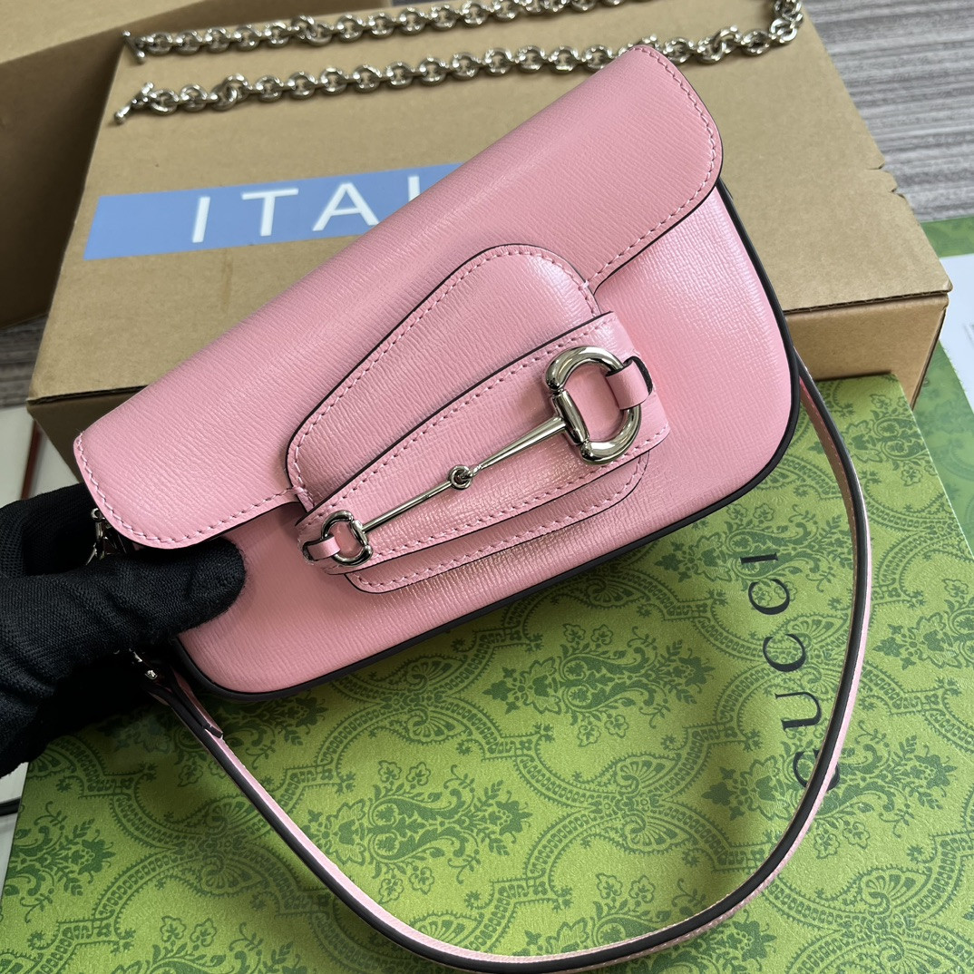GUCCI HORSEBIT 1955 MINI SHOULDER BAG PINK 7.7 x 5-3.1 x 2.4-1.2 - Image 5