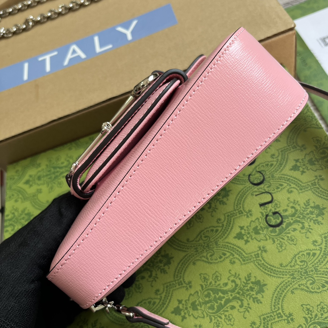 GUCCI HORSEBIT 1955 MINI SHOULDER BAG PINK 7.7 x 5-3.1 x 2.4-1.2 - Image 7