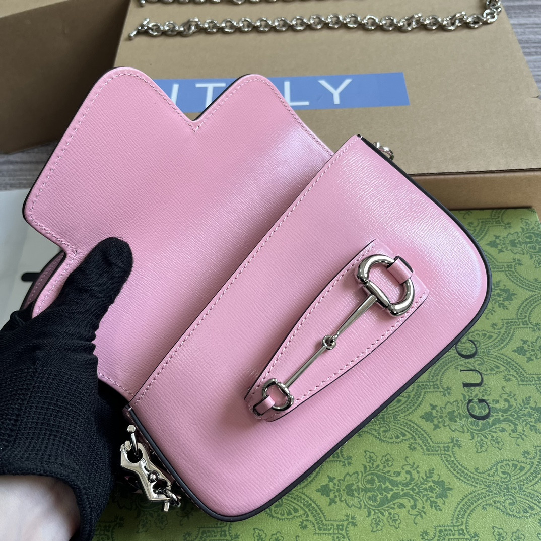 GUCCI HORSEBIT 1955 MINI SHOULDER BAG PINK 7.7 x 5-3.1 x 2.4-1.2 - Image 8