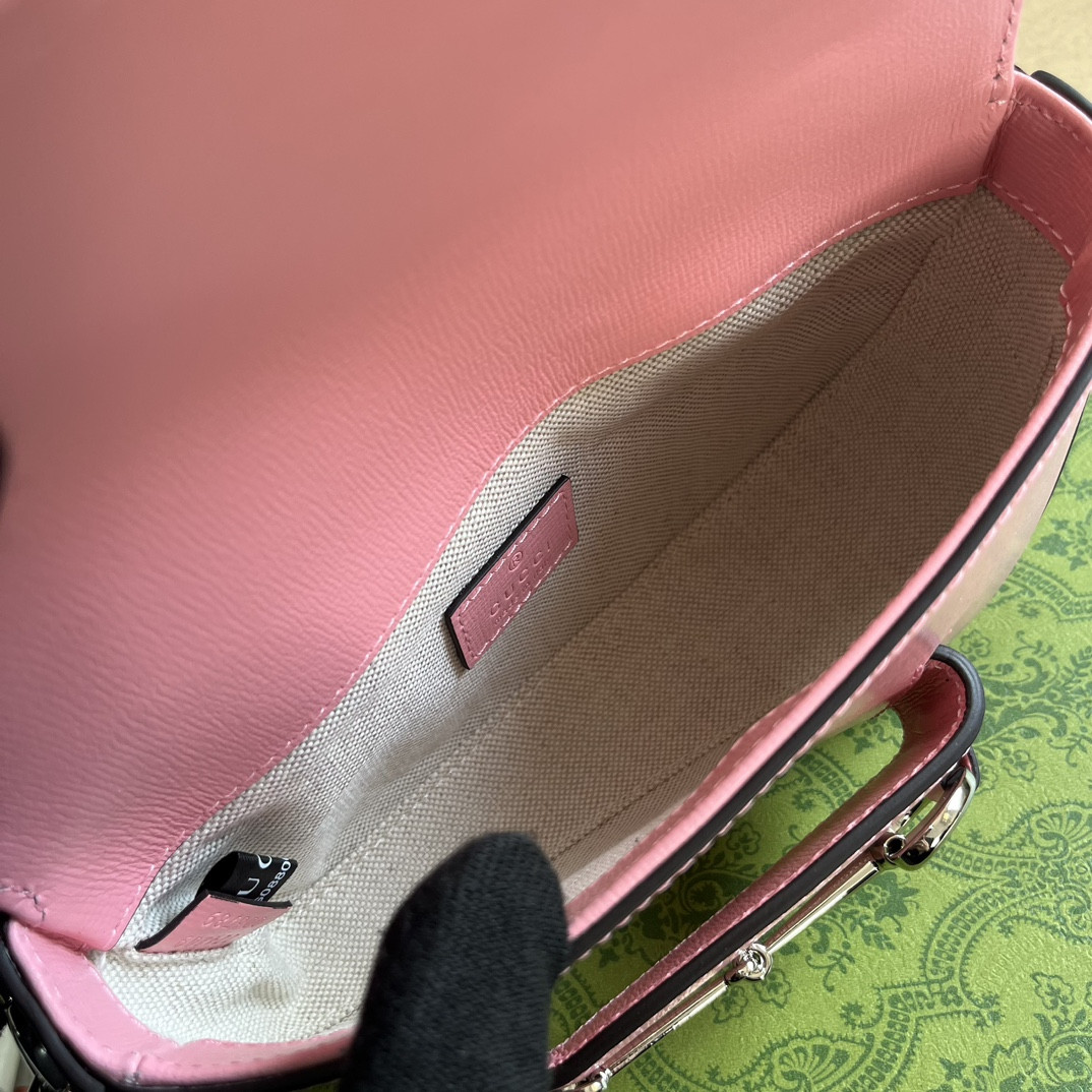 GUCCI HORSEBIT 1955 MINI SHOULDER BAG PINK 7.7 x 5-3.1 x 2.4-1.2 - Image 9