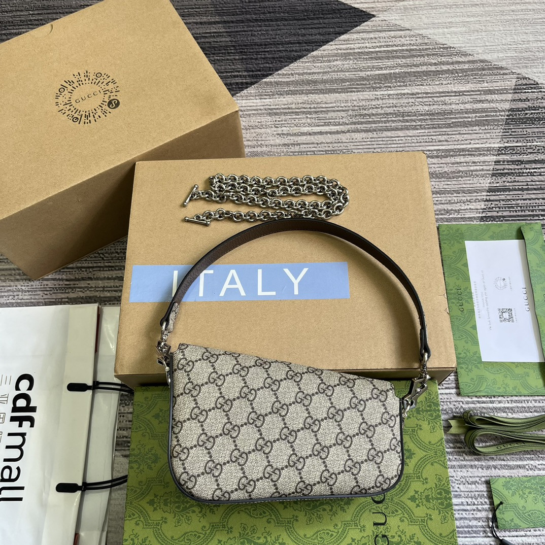 GUCCI HORSEBIT 1955 MINI SHOULDER BAG Beige and ebony 7.7 x 5-3.1 x 2.4-1.2 - Image 3