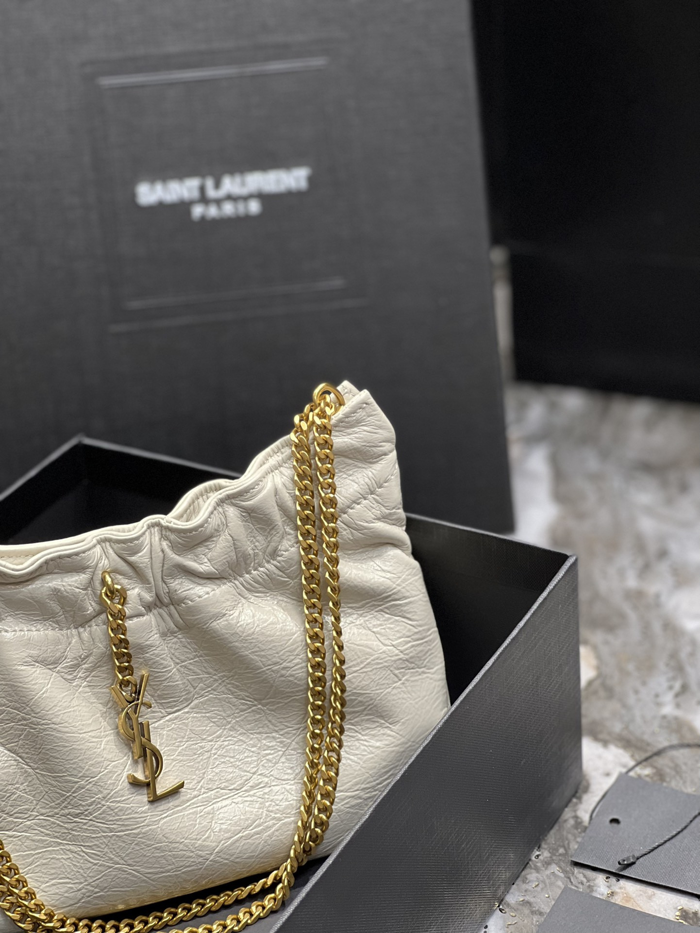 YSL Mini leather shoulder bag White 24x14x4 cm - Image 4
